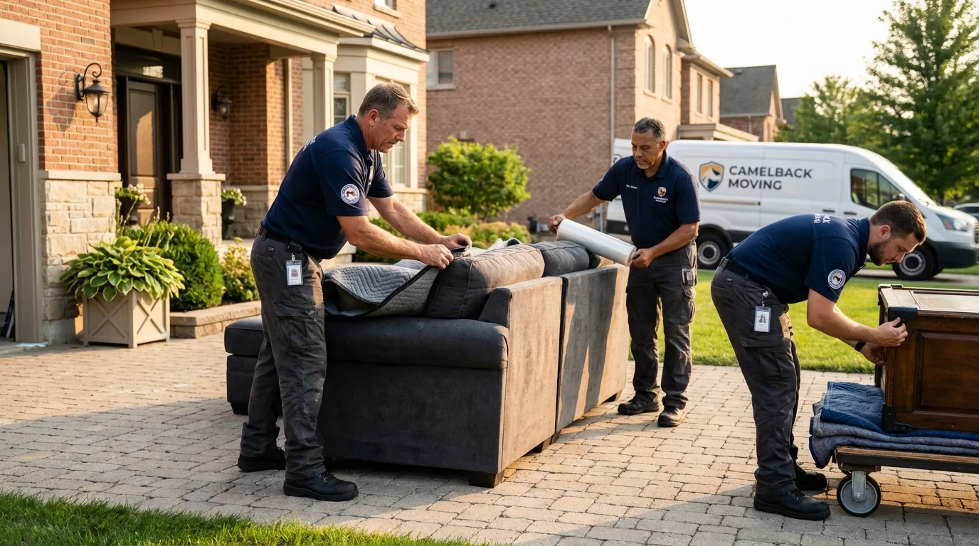 Large estate moving crew wrapping furniture in Caro, MI